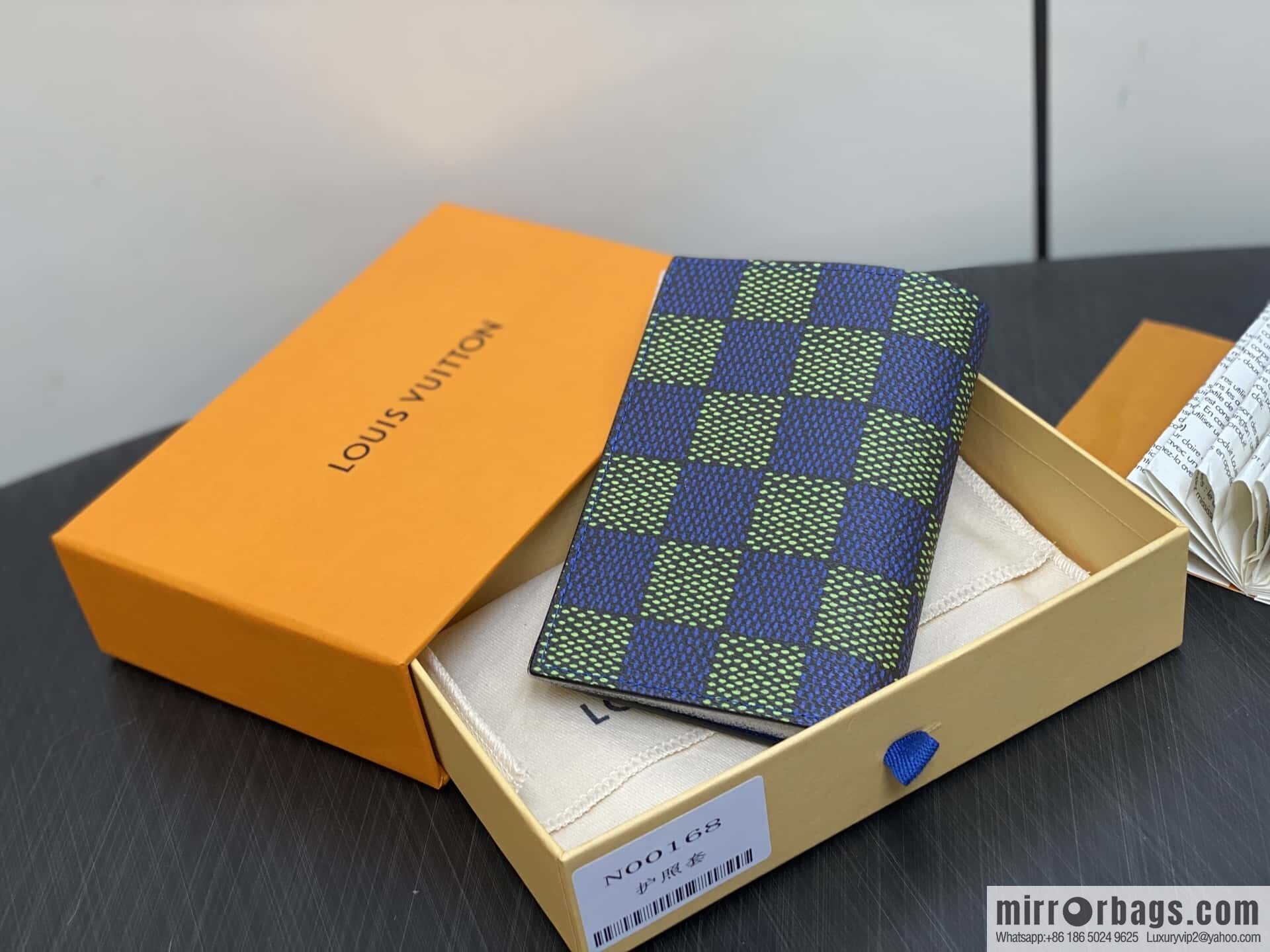 [Boutique‑grade] N00168 blue grid, passport holder, passport cover.