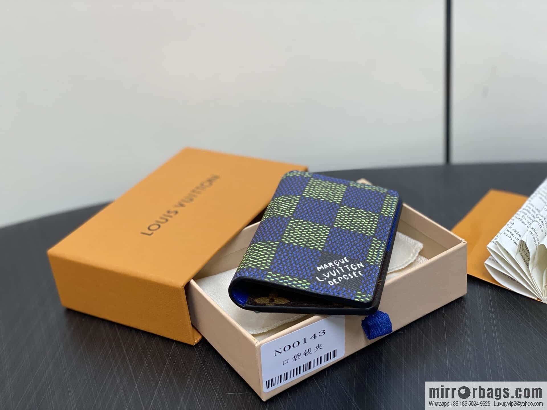 [Boutique‑grade] N00143 blue grid, card bag pocket wallet