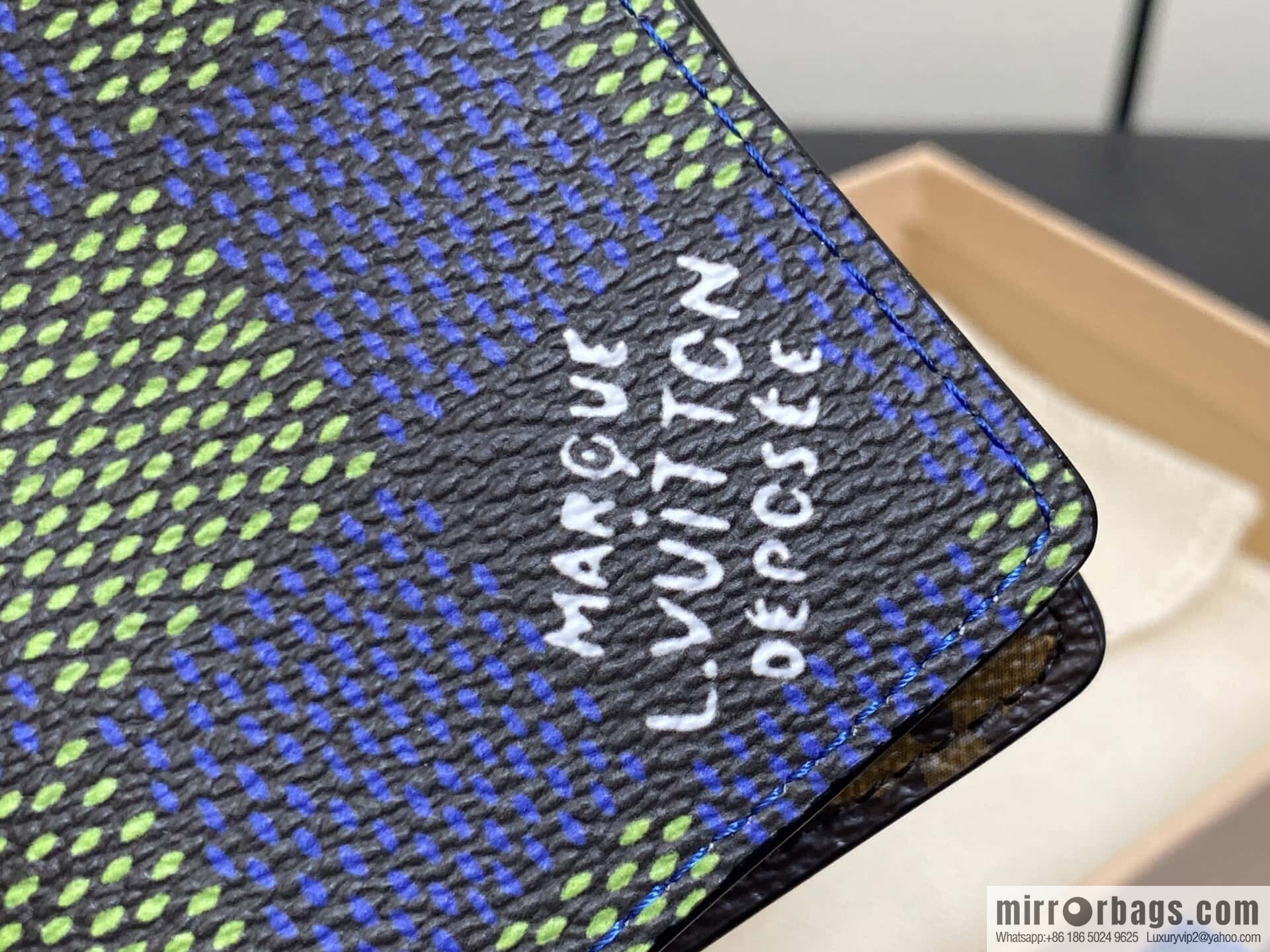 [Boutique‑grade] N00143 blue grid, card bag pocket wallet