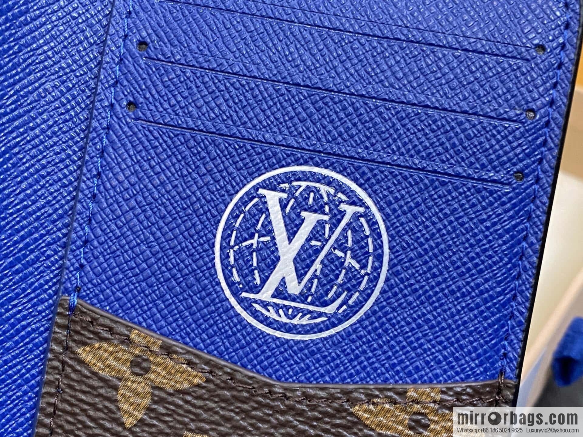 [Boutique‑grade] N00143 blue grid, card bag pocket wallet