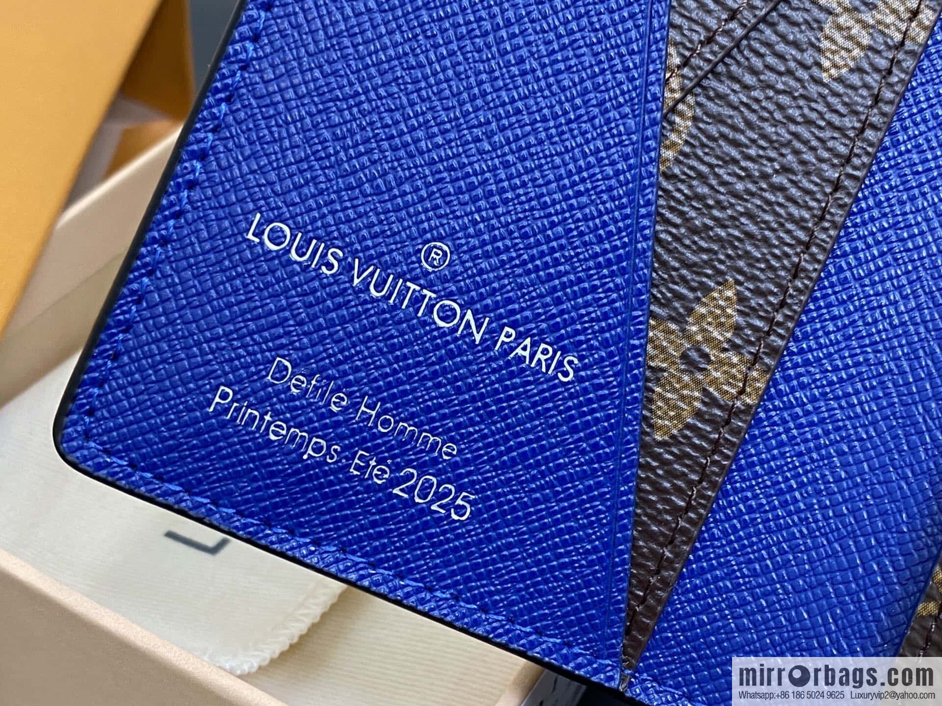 [Boutique‑grade] N00143 blue grid, card bag pocket wallet