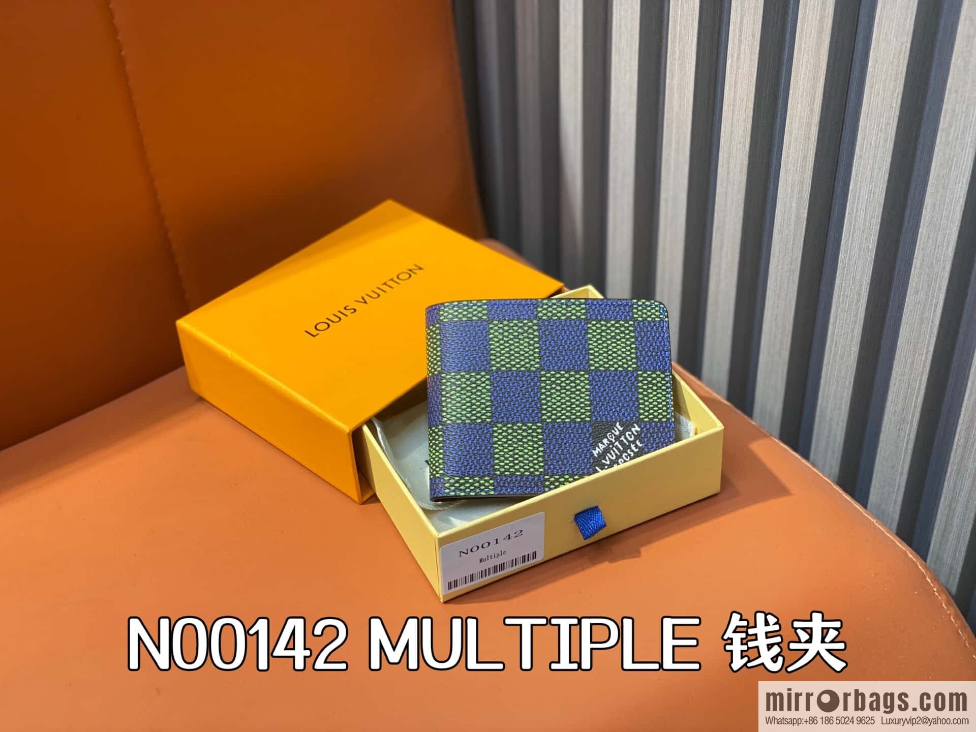 [Boutique‑grade] N00142 blue plaid, short suit clip wallet MULTIPLE wallet