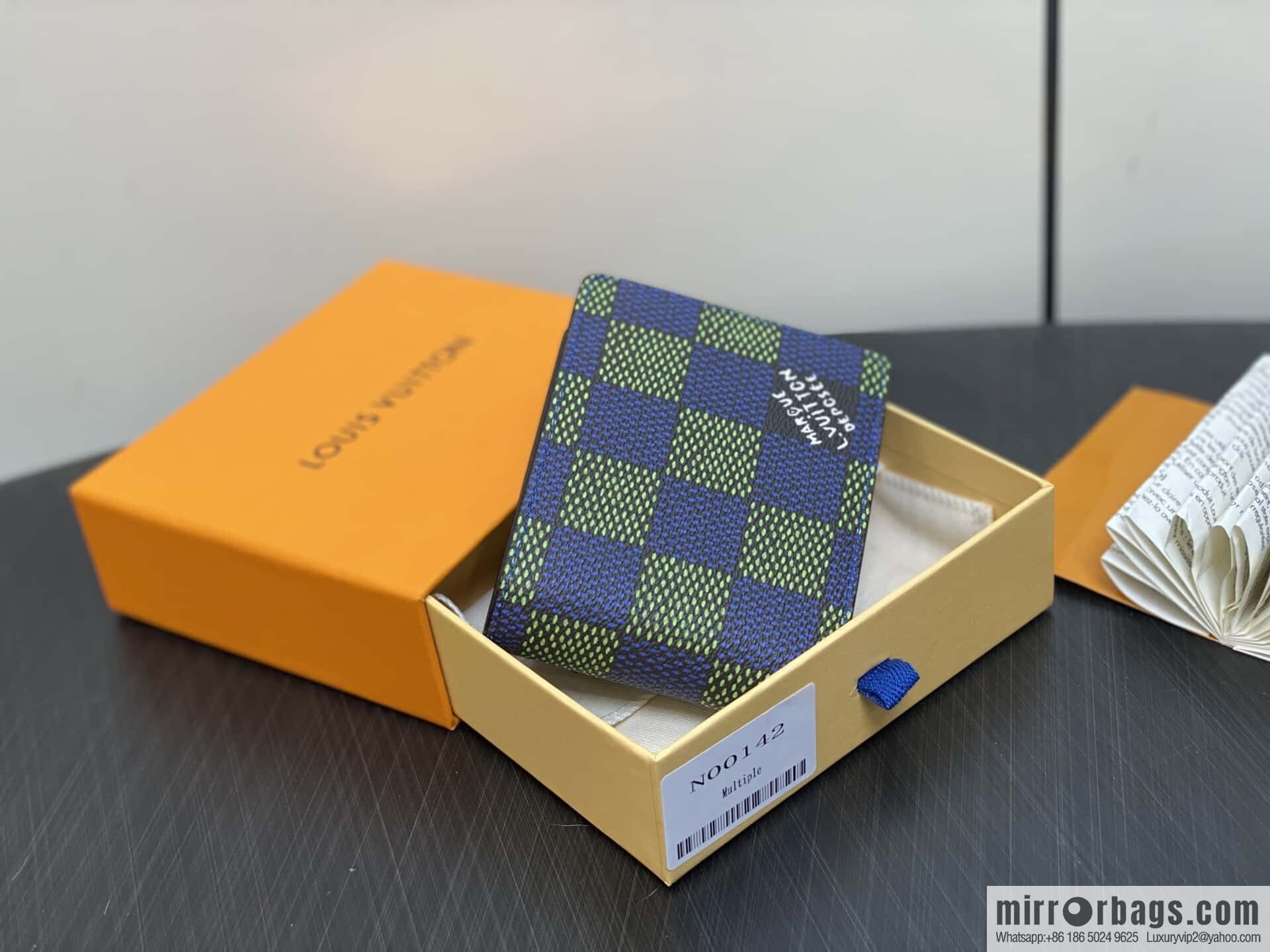 [Boutique‑grade] N00142 blue plaid, short suit clip wallet MULTIPLE wallet