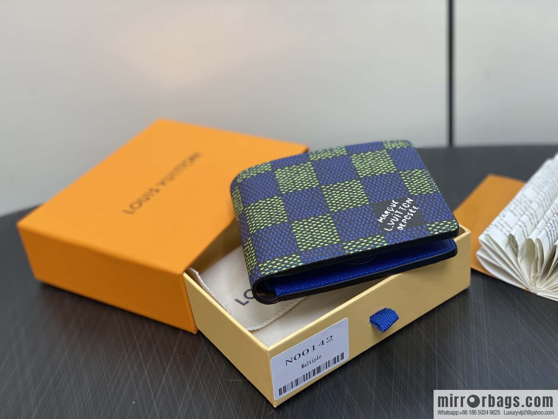 [Boutique‑grade] N00142 blue plaid, short suit clip wallet MULTIPLE wallet