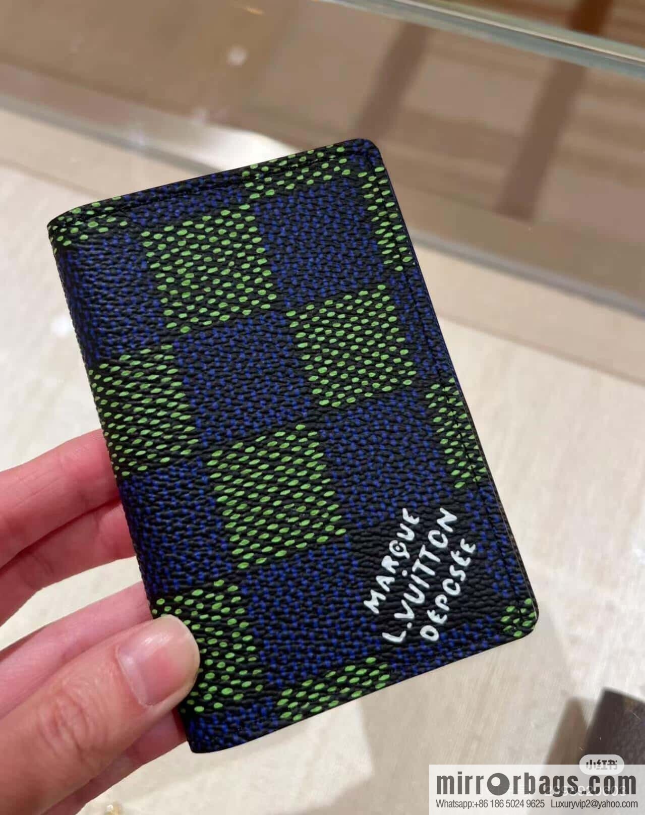 [Boutique‑grade] N00168 blue grid, passport holder, passport cover.