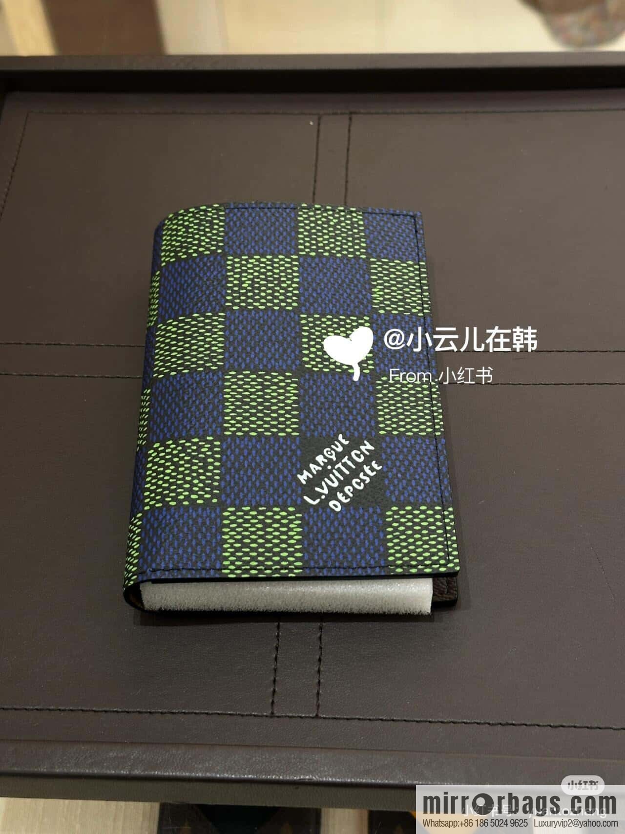 [Boutique‑grade] N00168 blue grid, passport holder, passport cover.