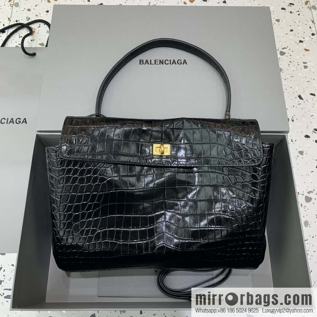 🖤[Medium crocodile black 】 𝐁𝐀𝐋𝐄𝐍𝐂𝐈𝐀𝐆𝐀 𝐑𝐎𝐃𝐄𝐎 𝐁𝐀𝐆 series handbag model number: 78972
