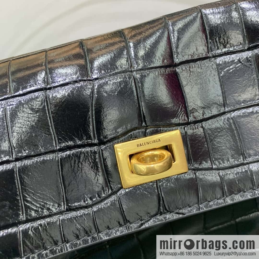 🖤[Medium crocodile black 】 𝐁𝐀𝐋𝐄𝐍𝐂𝐈𝐀𝐆𝐀 𝐑𝐎𝐃𝐄𝐎 𝐁𝐀𝐆 series handbag model number: 78972