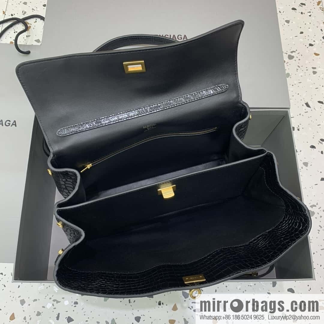🖤[Medium crocodile black 】 𝐁𝐀𝐋𝐄𝐍𝐂𝐈𝐀𝐆𝐀 𝐑𝐎𝐃𝐄𝐎 𝐁𝐀𝐆 series handbag model number: 78972