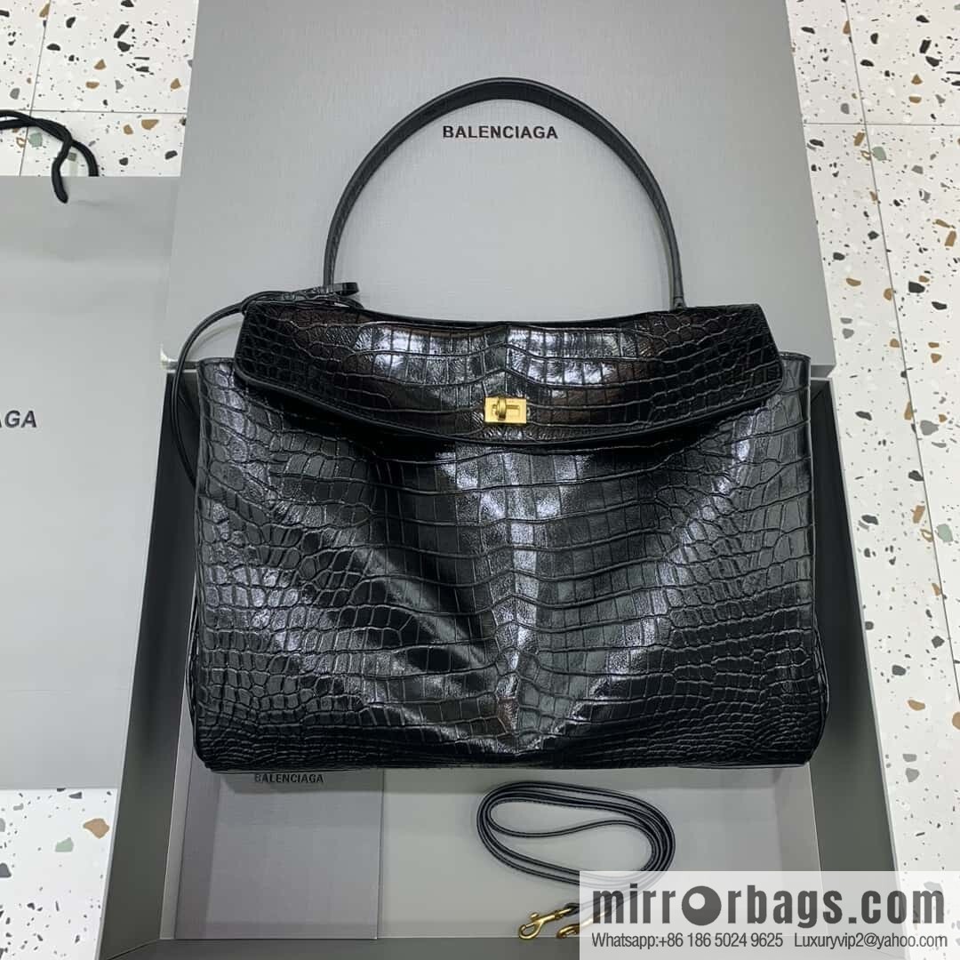 🖤[Large crocodile black 】 𝐁𝐀𝐋𝐄𝐍𝐂𝐈𝐀𝐆𝐀 𝐑𝐎𝐃𝐄𝐎 𝐁𝐀𝐆 series handbag model number: 78972