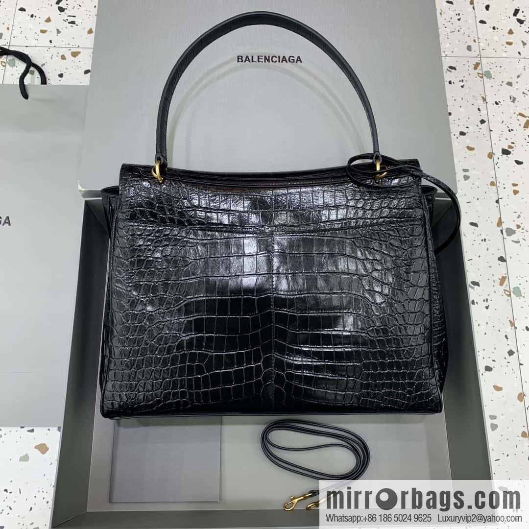 🖤[Large crocodile black 】 𝐁𝐀𝐋𝐄𝐍𝐂𝐈𝐀𝐆𝐀 𝐑𝐎𝐃𝐄𝐎 𝐁𝐀𝐆 series handbag model number: 78972
