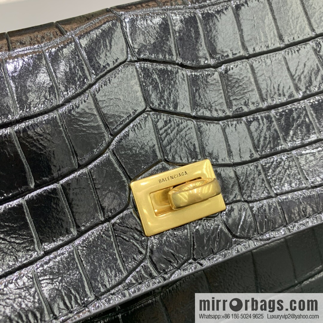 🖤[Large crocodile black 】 𝐁𝐀𝐋𝐄𝐍𝐂𝐈𝐀𝐆𝐀 𝐑𝐎𝐃𝐄𝐎 𝐁𝐀𝐆 series handbag model number: 78972