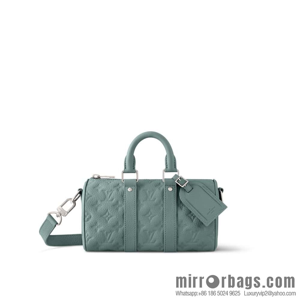 [Boutique‑grade] M13866 gray-green, full leather speedy pillow bag Keepall XS handbag