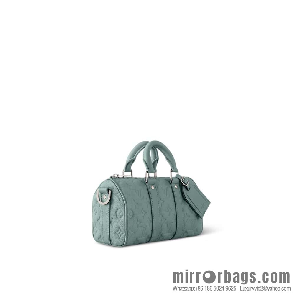 [Boutique‑grade] M13866 gray-green, full leather speedy pillow bag Keepall XS handbag