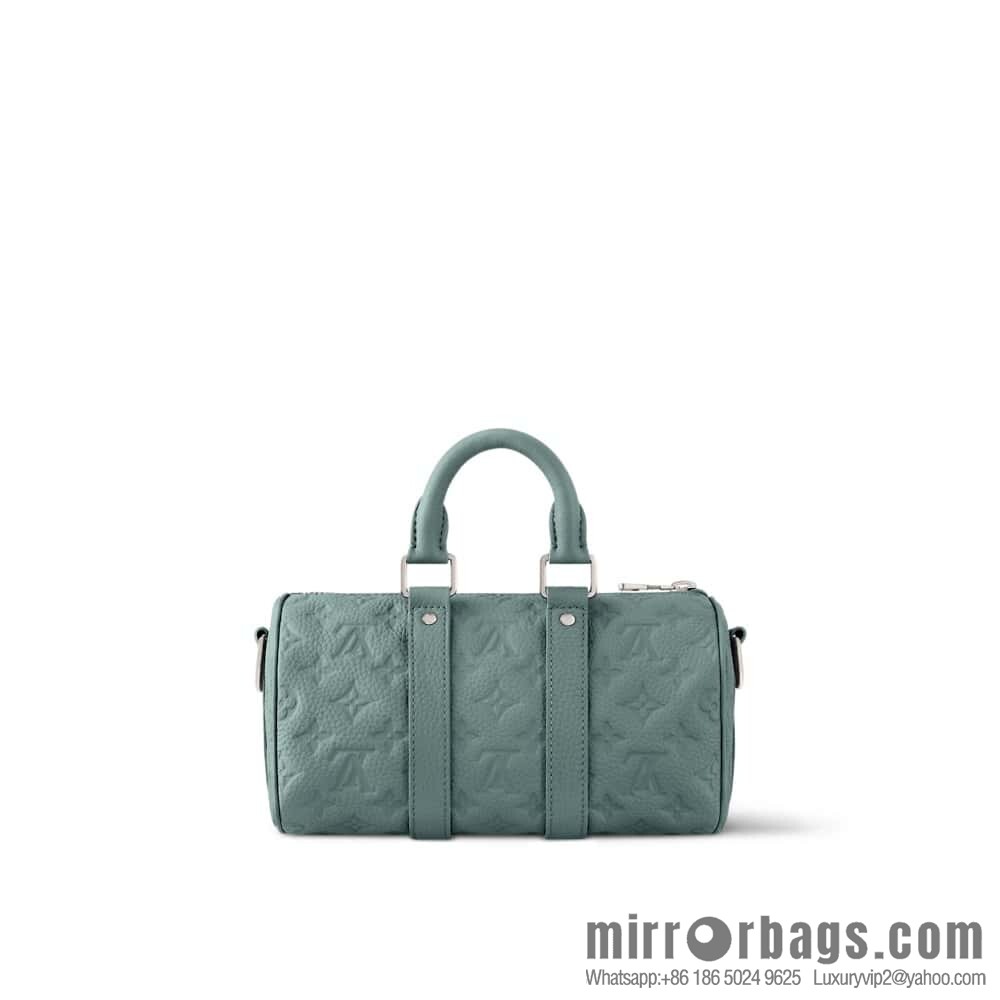 [Boutique‑grade] M13866 gray-green, full leather speedy pillow bag Keepall XS handbag