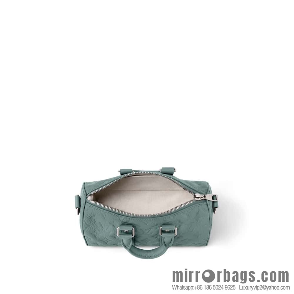 [Boutique‑grade] M13866 gray-green, full leather speedy pillow bag Keepall XS handbag