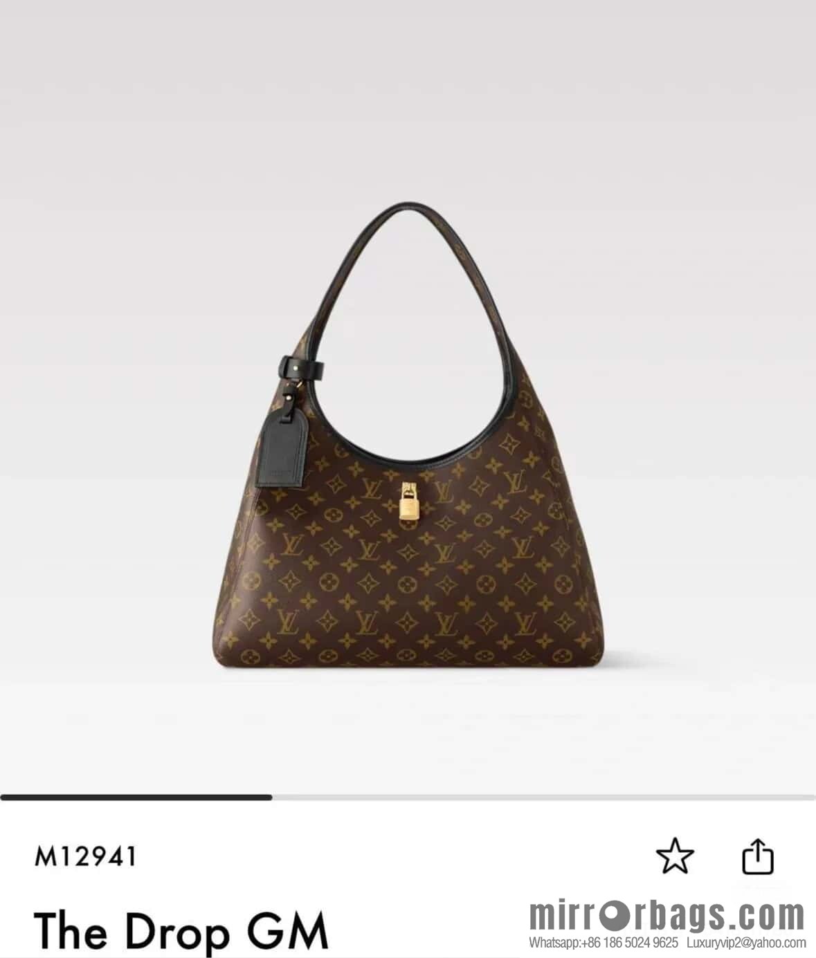 [Premium‑quality] M12941 monogram black hand carry armpit bag The Drop large handbag