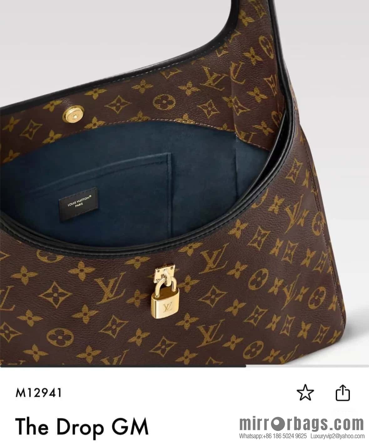 [Premium‑quality] M12941 monogram black hand carry armpit bag The Drop large handbag