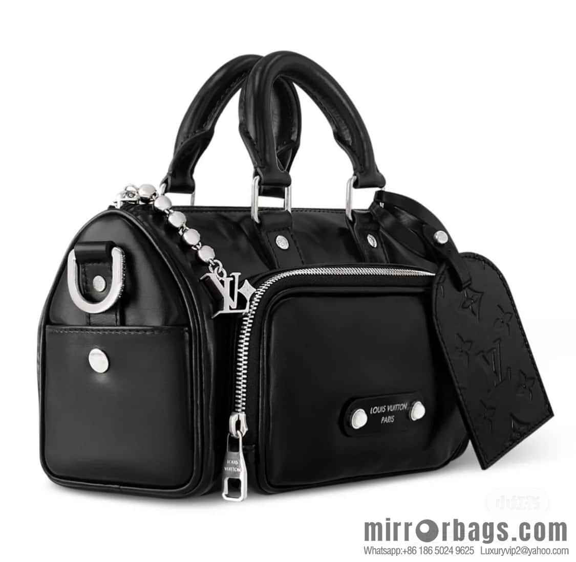 [Boutique‑grade] M13988 black full leather men's bag, pillow bag KEEPALL BANDOULIZRE 25 handbag