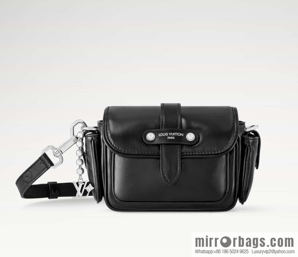 [Premium‑quality] M13989 black full leather men's bag messenger bag cargo mini messenger handbag