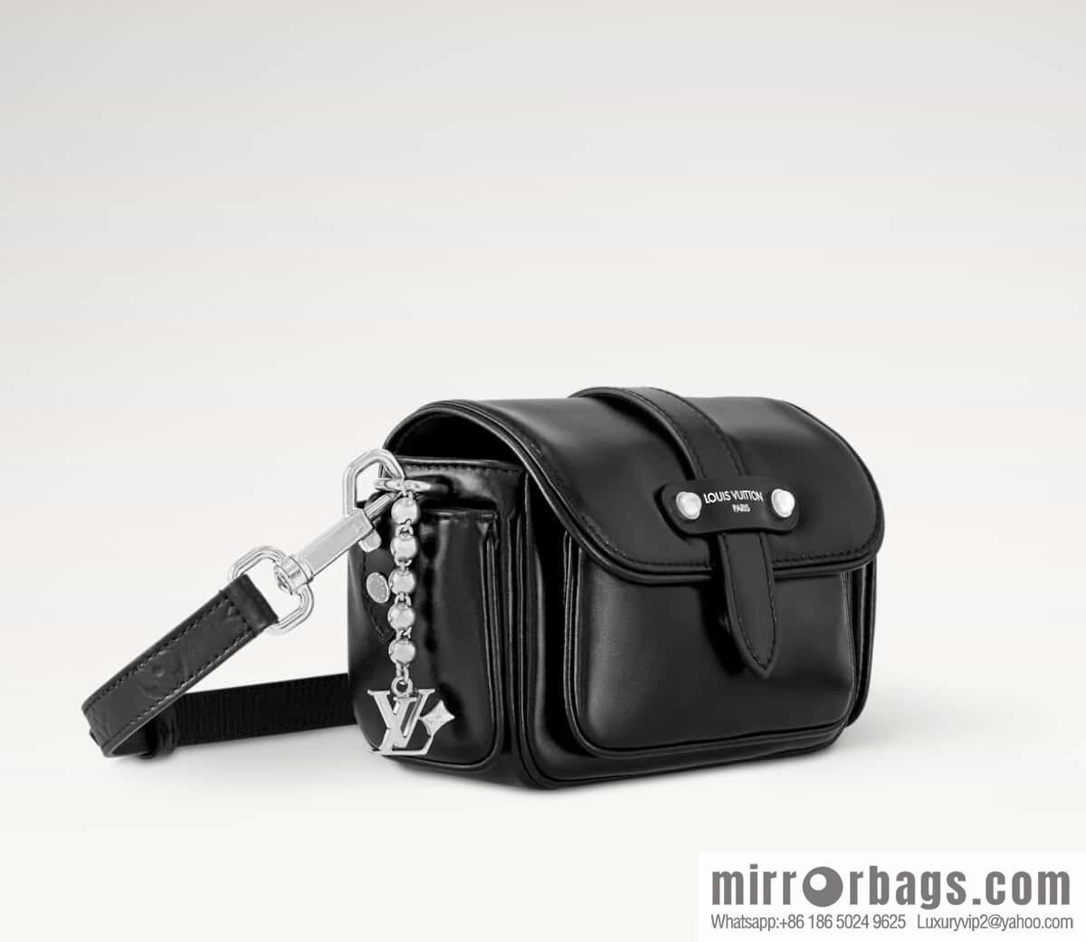[Premium‑quality] M13989 black full leather men's bag messenger bag cargo mini messenger handbag
