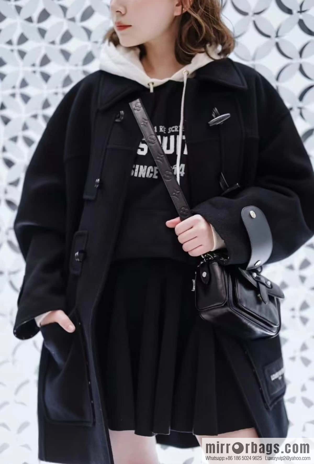 [Premium‑quality] M13989 black full leather men's bag messenger bag cargo mini messenger handbag