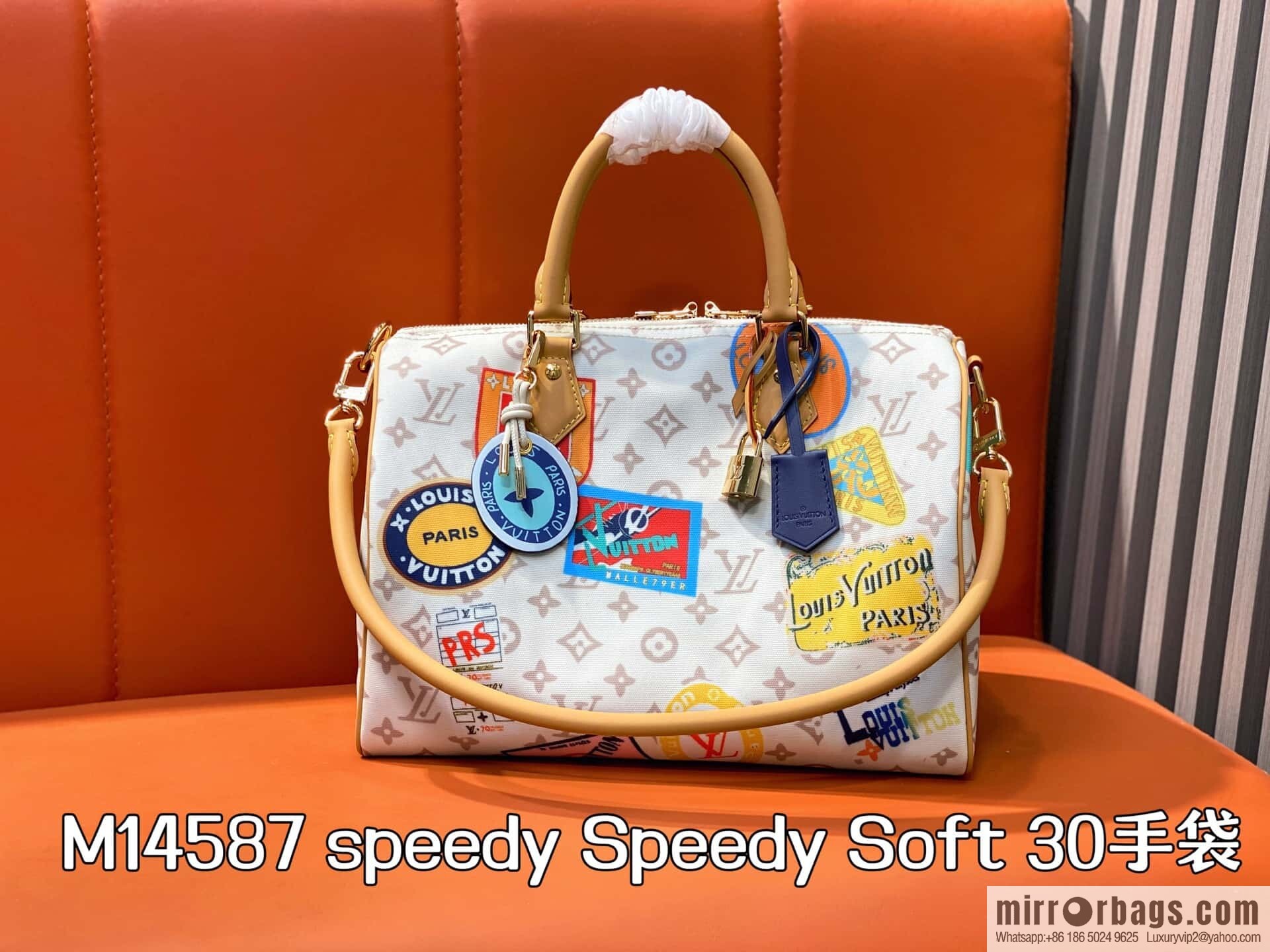 [Premium‑quality] M14587 white badge, pillow bag speedy Speedy Soft 30 handbag