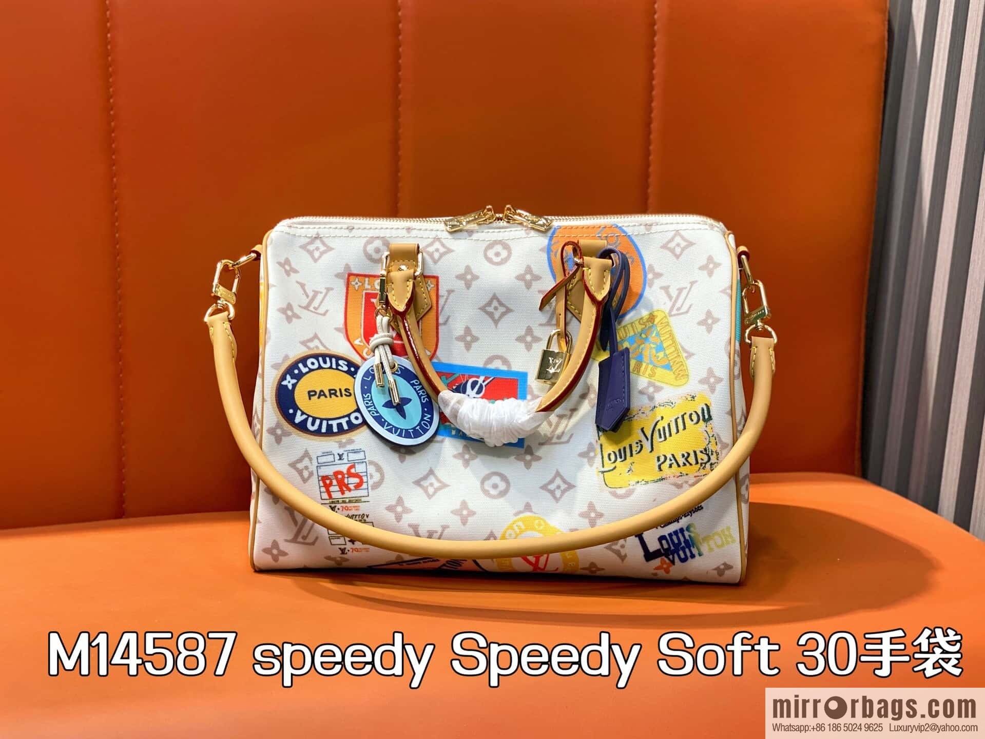 [Premium‑quality] M14587 white badge, pillow bag speedy Speedy Soft 30 handbag