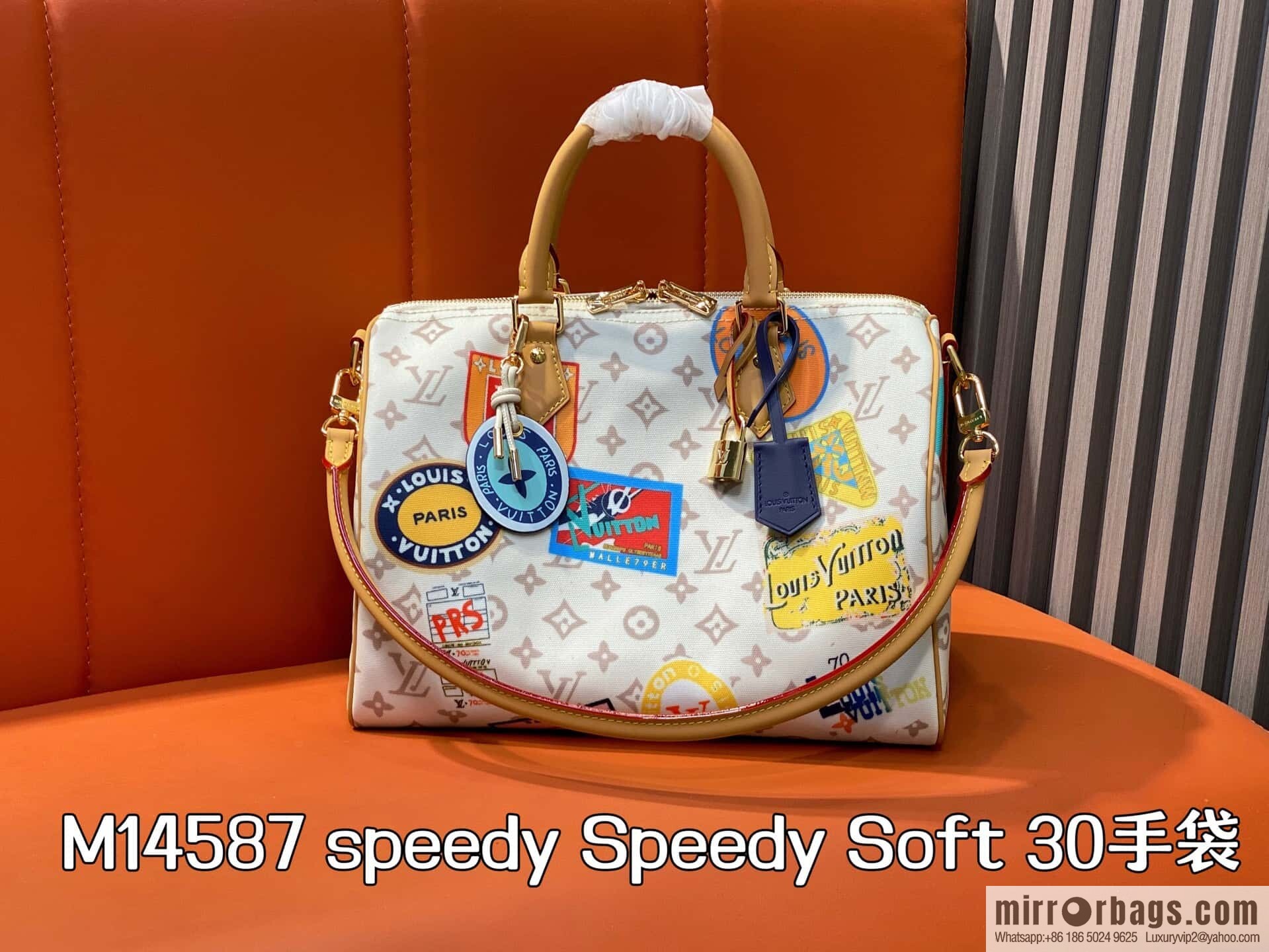 [Premium‑quality] M14587 white badge, pillow bag speedy Speedy Soft 30 handbag
