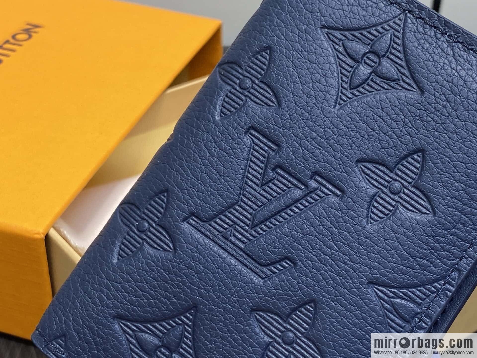 [Premium‑quality] M14786 dark blue, full leather card holder wallet pocket wallet