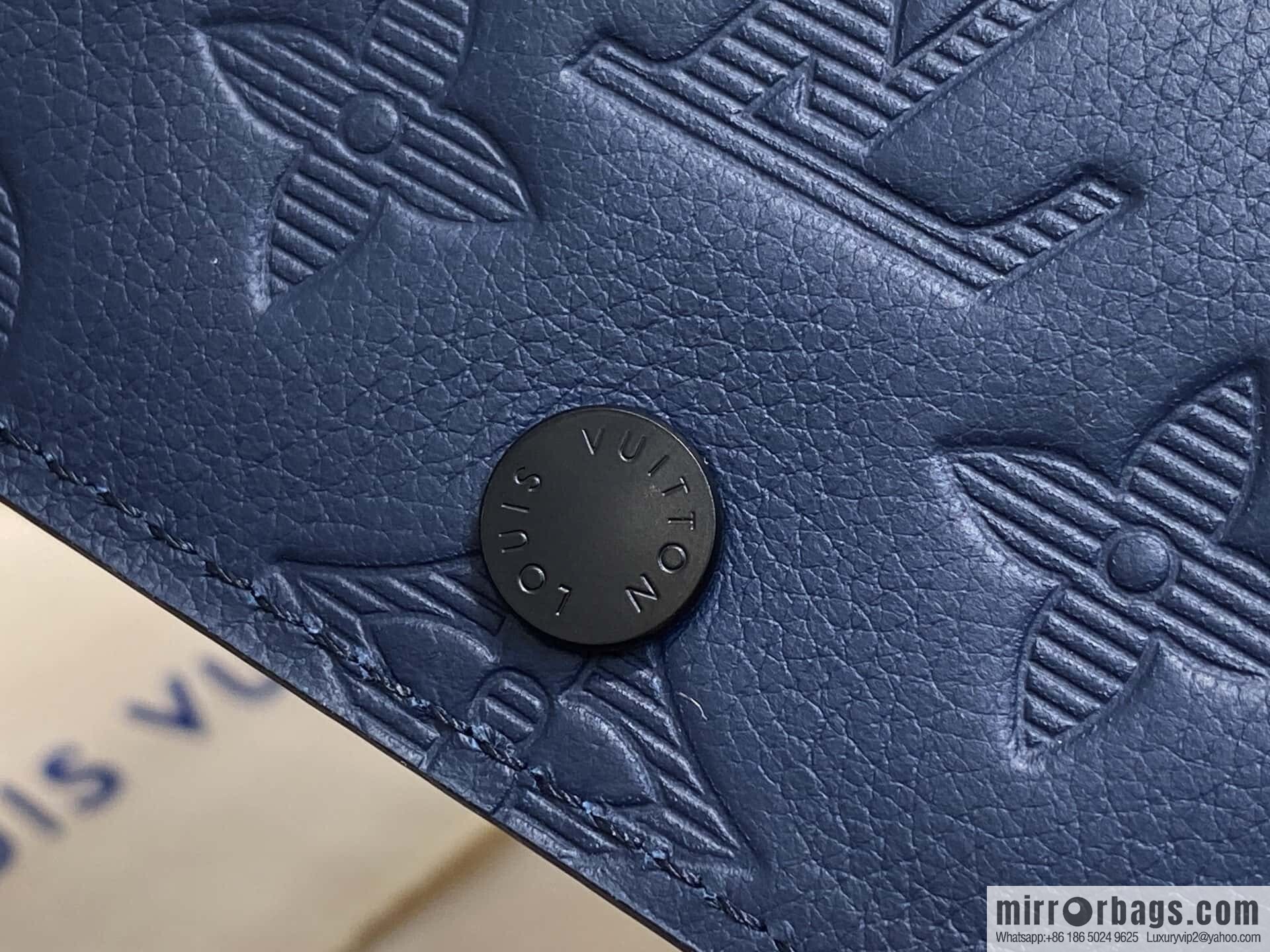 [Premium‑quality] M14793 dark blue, full leather embossed M12598 tri-fold wallet Victor wallet