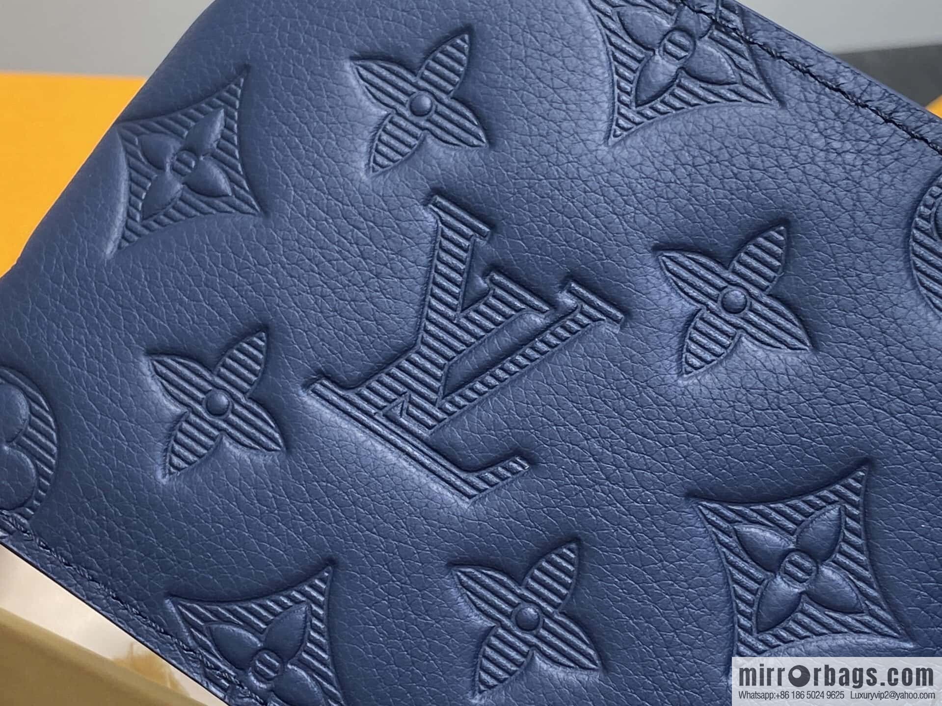 [Premium‑quality] M14787 dark blue, full leather embossed short suit wallet Multiple Wallet wallet