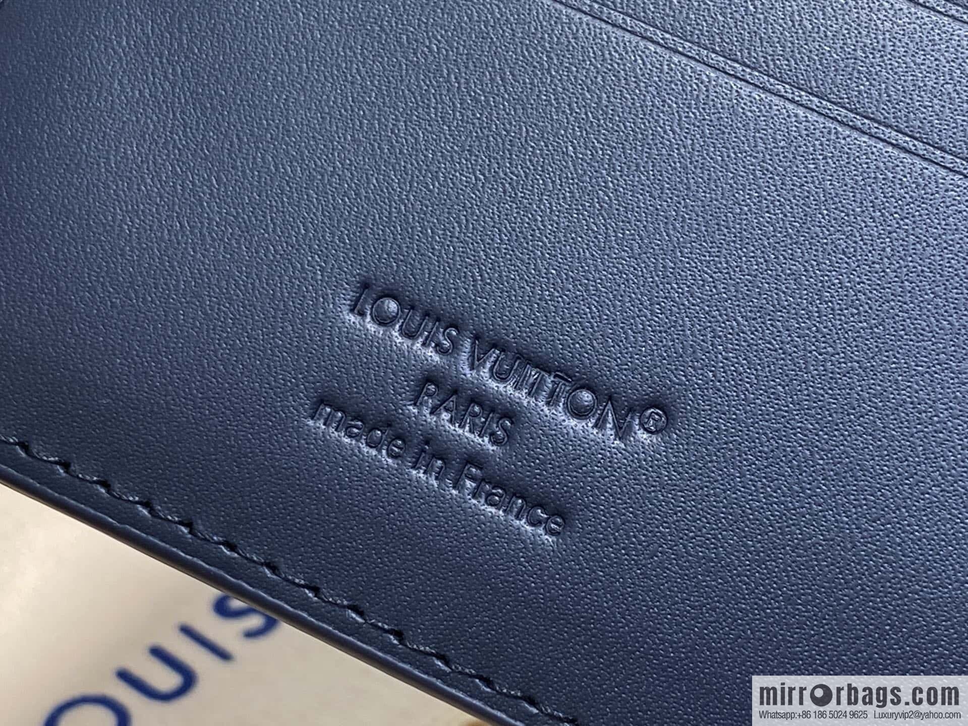[Premium‑quality] M14787 dark blue, full leather embossed short suit wallet Multiple Wallet wallet