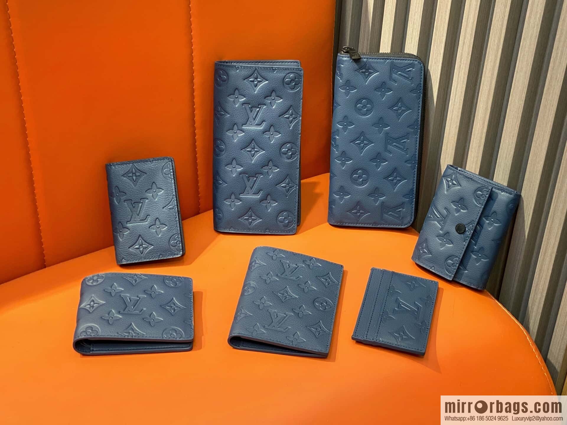 [Premium‑quality] M14847 dark blue, full leather embossed single zipper wallet ZIPPY zipper wallet