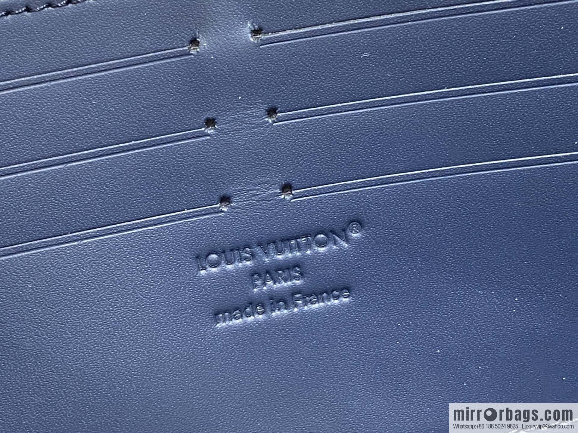 [Premium‑quality] M14847 dark blue, full leather embossed single zipper wallet ZIPPY zipper wallet