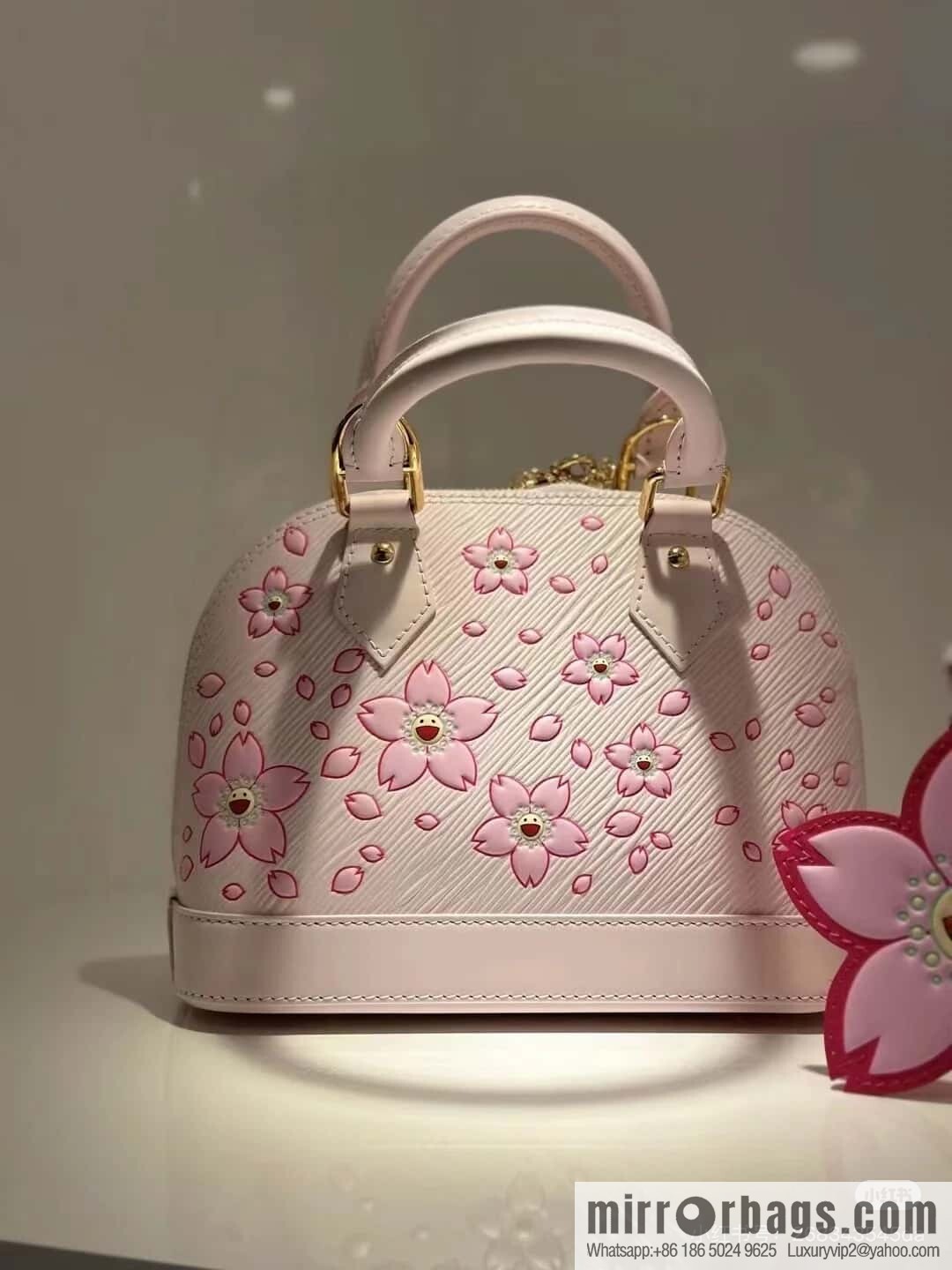 [Boutique‑grade] M13104 pink cherry blossom epi shell bag LV × TM alma BB handbag