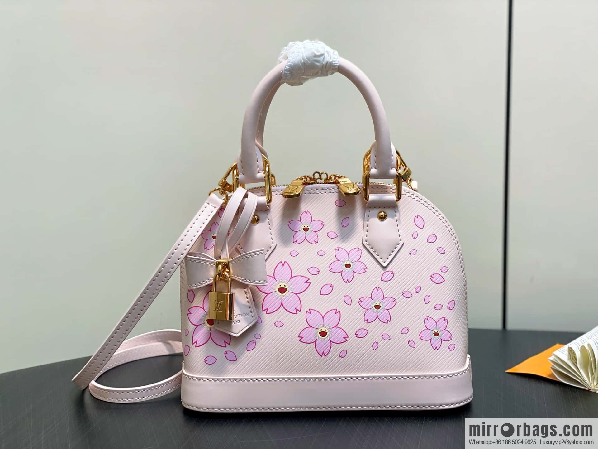 [Boutique‑grade] M13104 pink cherry blossom epi shell bag LV × TM alma BB handbag