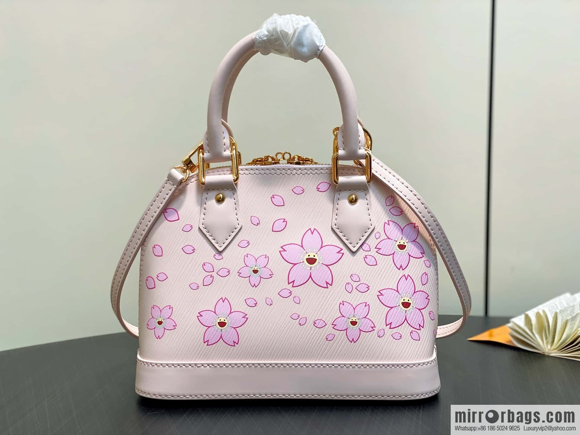 [Boutique‑grade] M13104 pink cherry blossom epi shell bag LV × TM alma BB handbag