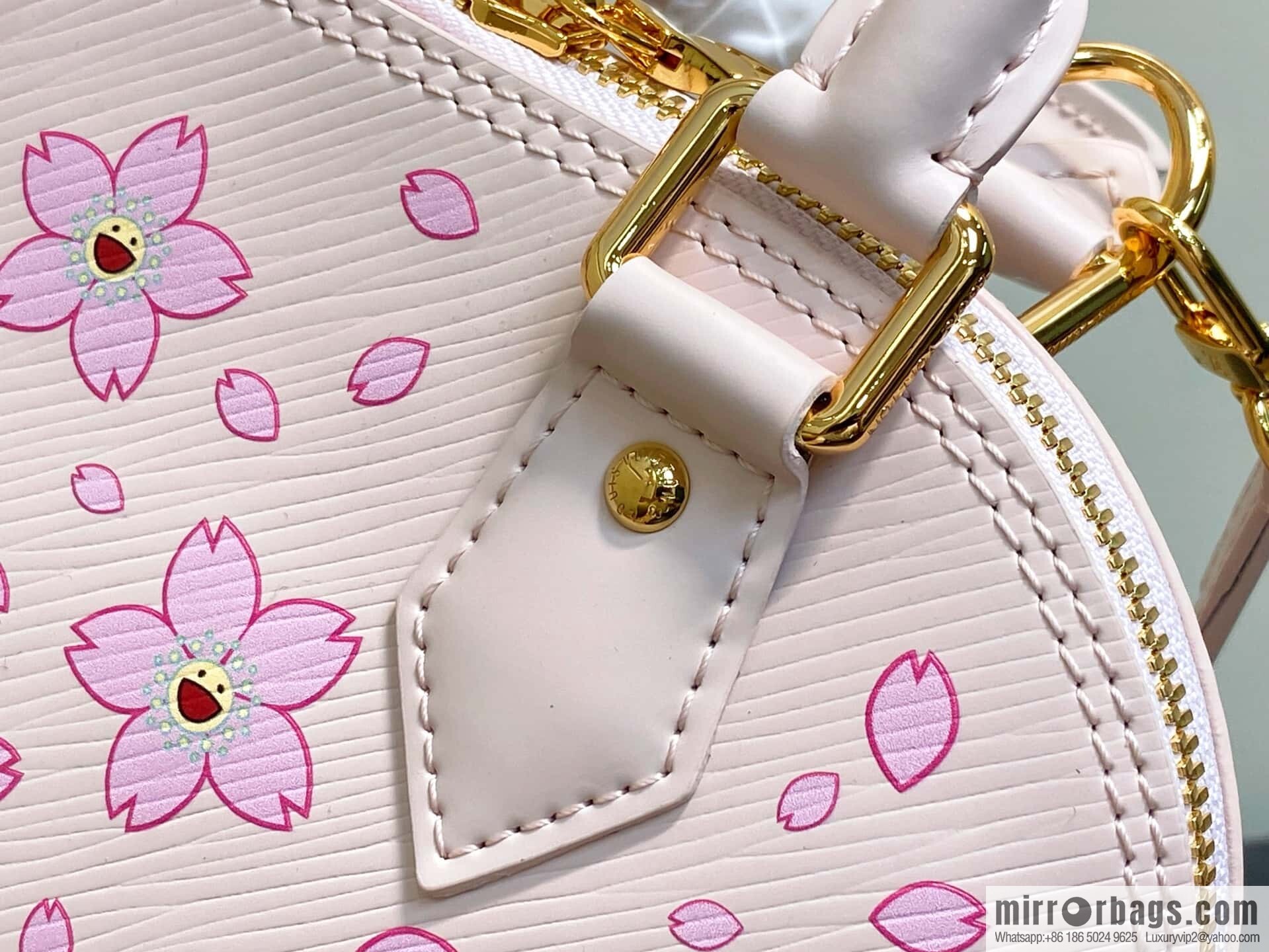 [Boutique‑grade] M13104 pink cherry blossom epi shell bag LV × TM alma BB handbag