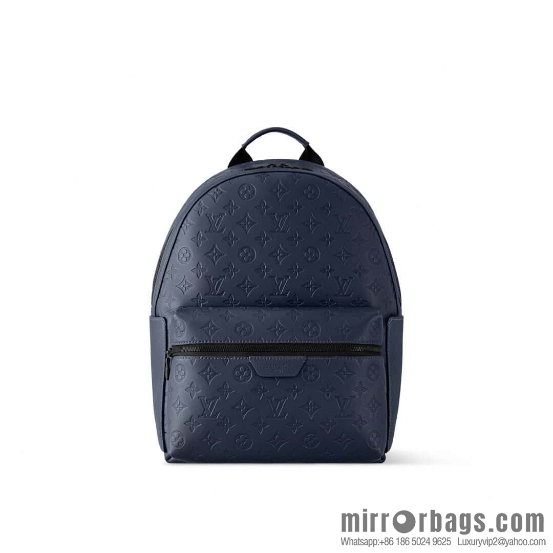 [Premium‑quality] M14884 dark blue, opposite version shoulder strap full leather embossed backpack DISCOVERY backpack