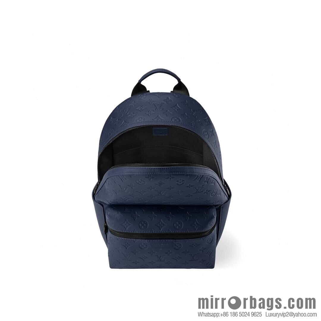 [Premium‑quality] M14884 dark blue, opposite version shoulder strap full leather embossed backpack DISCOVERY backpack