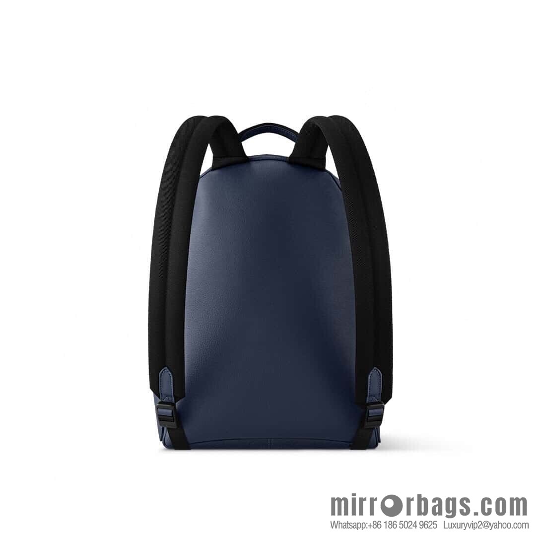 [Premium‑quality] M14884 dark blue, opposite version shoulder strap full leather embossed backpack DISCOVERY backpack