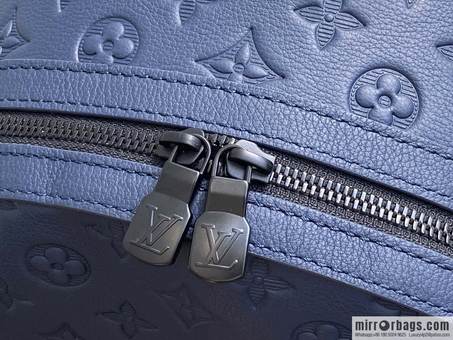 [Premium‑quality] M14884 dark blue, opposite version shoulder strap full leather embossed backpack DISCOVERY backpack