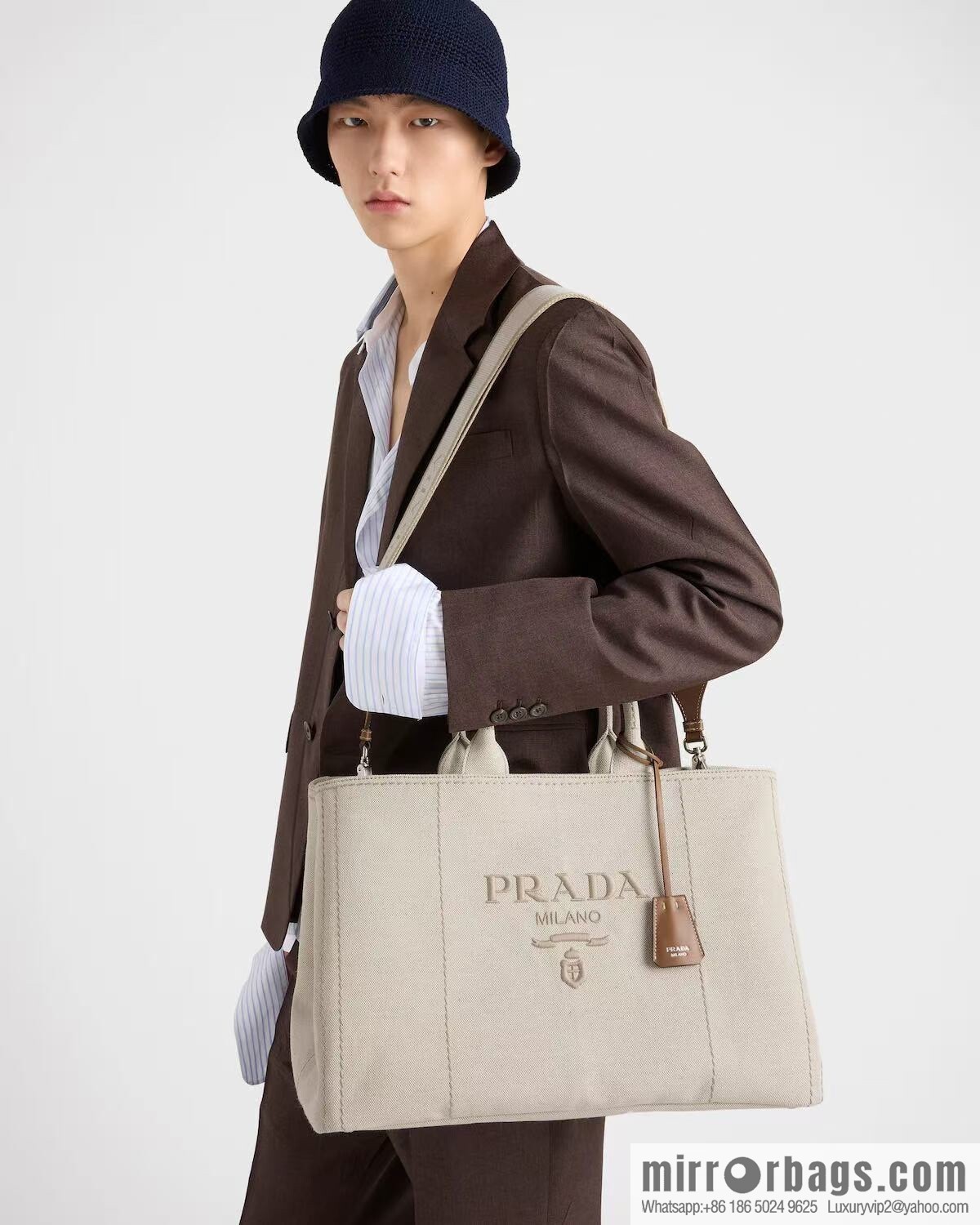 PRADA 🎉 new tote bag 🎉 2VG131 men's 🎉🎉 beige