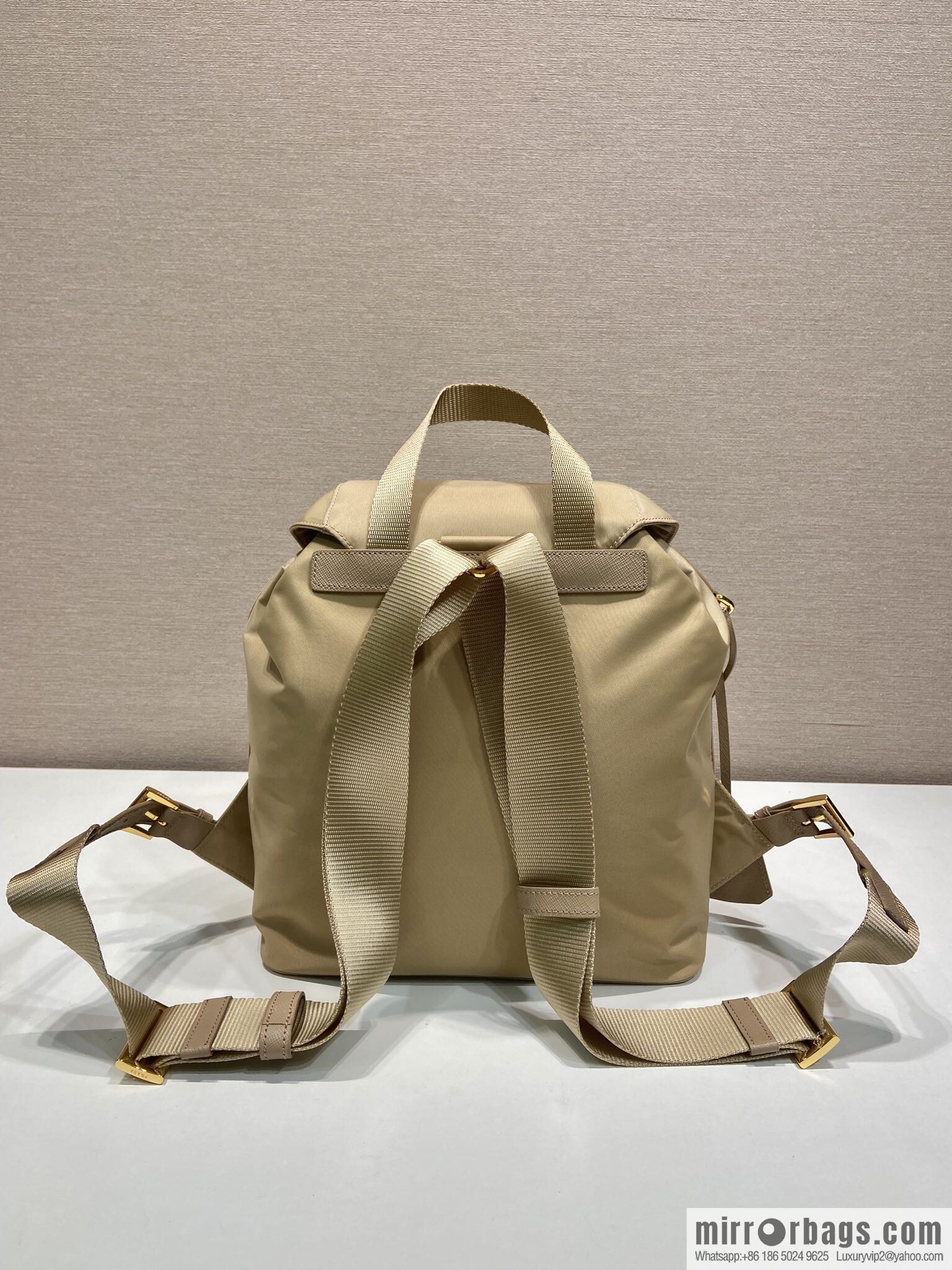 PRADA 🎉 Gold Buckle Classic Backpack 🎉 1BZ677 Gold Hardware 🎉🎉 Apricot