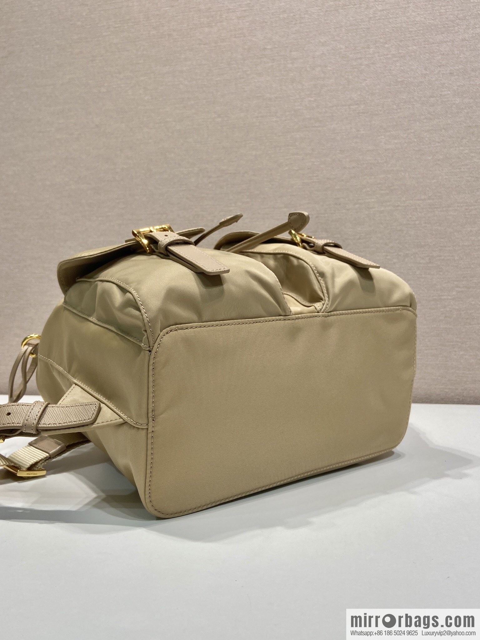 PRADA 🎉 Gold Buckle Classic Backpack 🎉 1BZ677 Gold Hardware 🎉🎉 Apricot