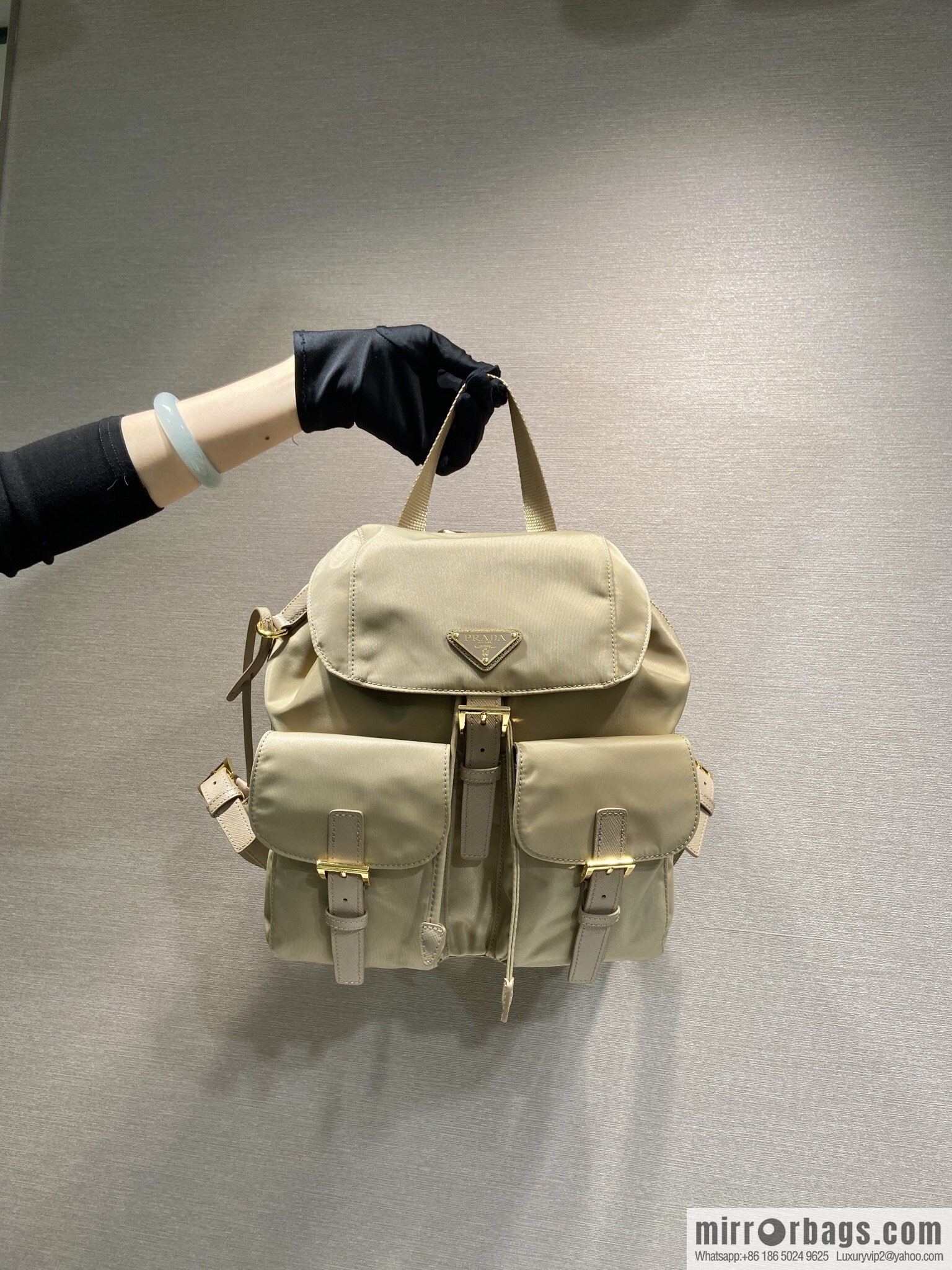 PRADA 🎉 Gold Buckle Classic Backpack 🎉 1BZ677 Gold Hardware 🎉🎉 Apricot