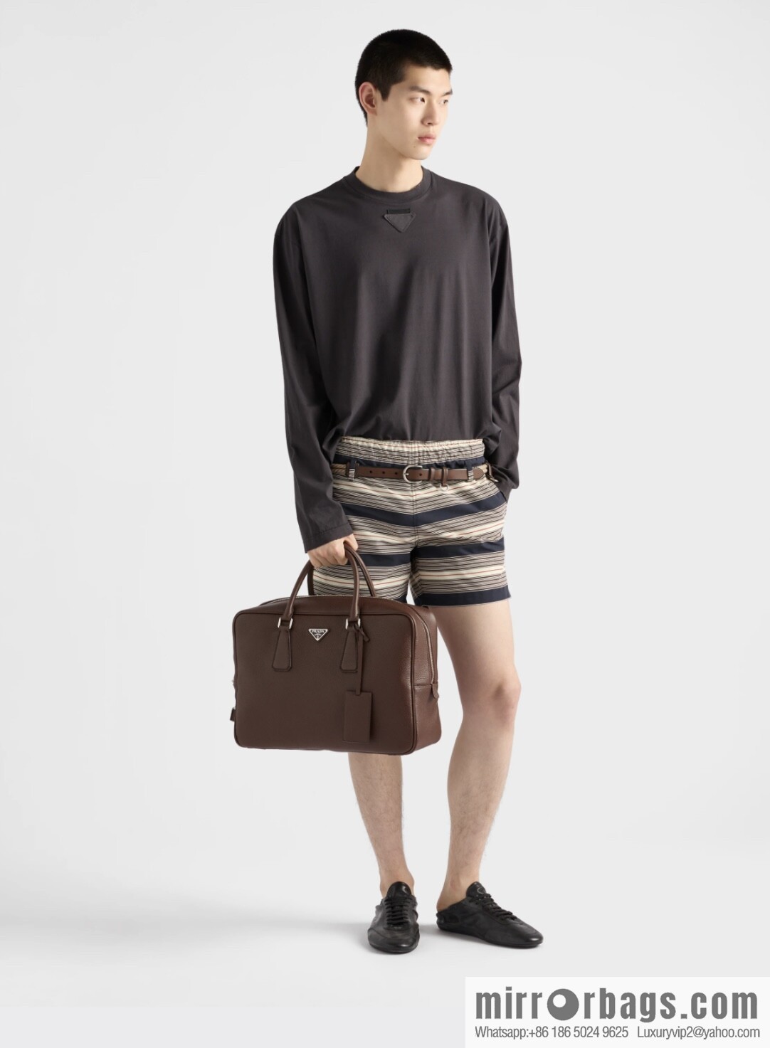 PRADA 🎉 new briefcase 🎉 2VE027 with lock 🎉🎉 coffee color