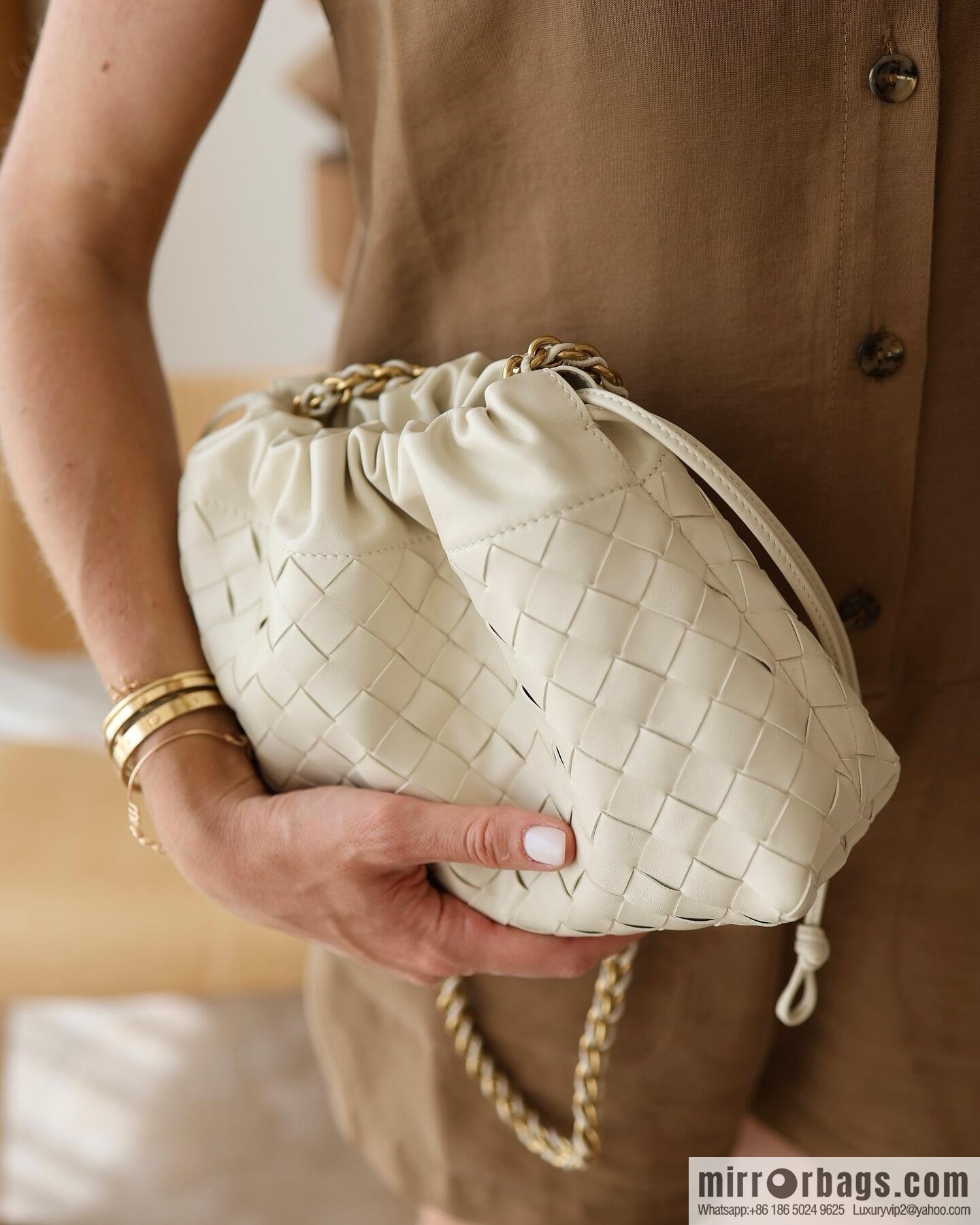 BV Dustbag Notte Clutch 839394 Sea Salt White