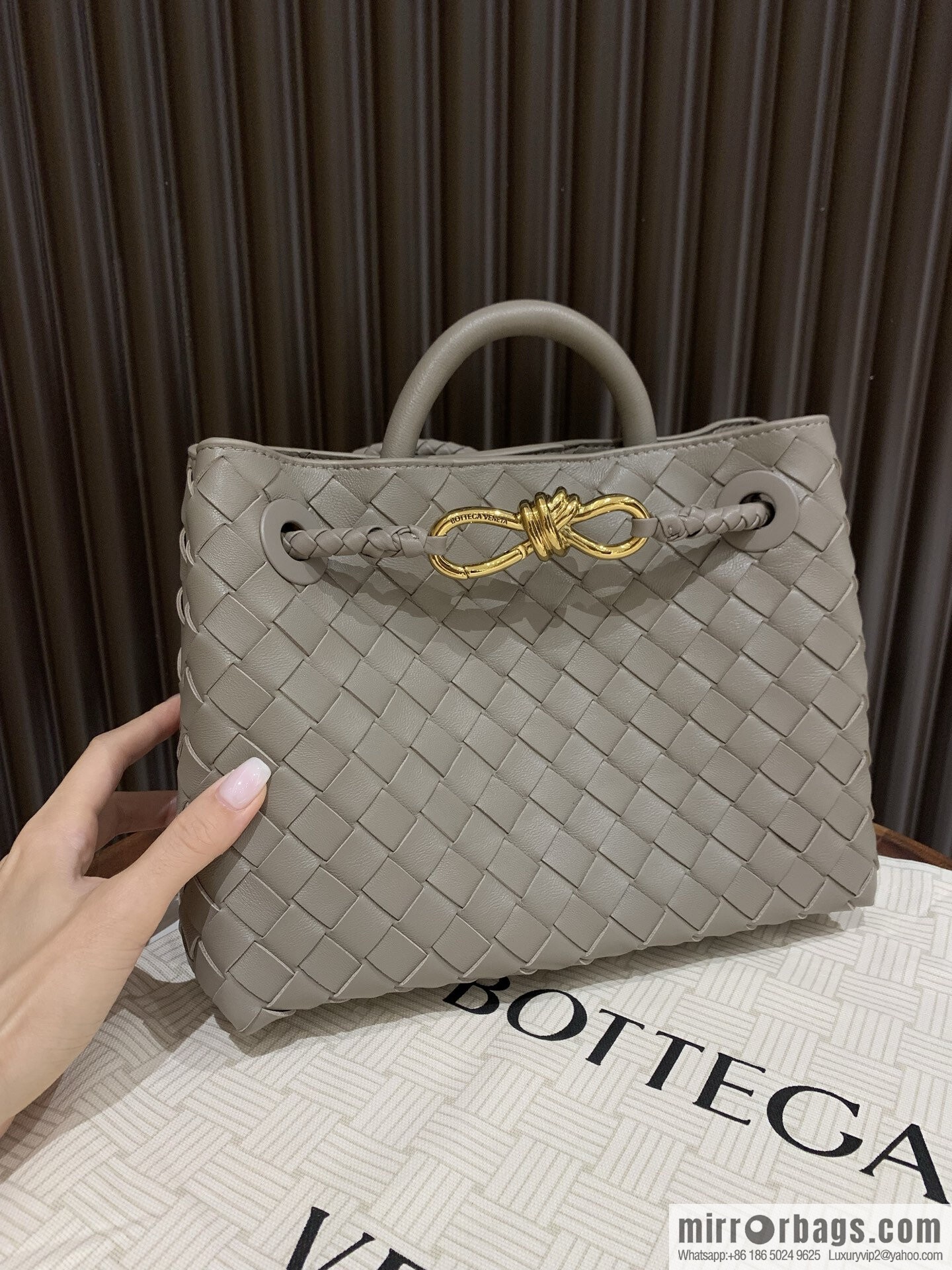 BV small Andiamond tote bag 766014 Stone grey